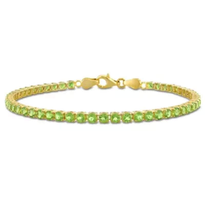 4.59 ct. t.g.w. Peridot Tennis Bracelet in Yellow Plated Sterling Silver