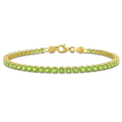 4.59 ct. t.g.w. Peridot Tennis Bracelet in Yellow Plated Sterling Silver