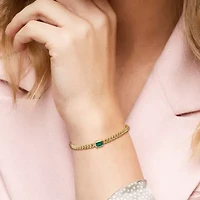 Lab Created Created Emerald Curb Link Bracelet in Yellow Plated Sterling Silver