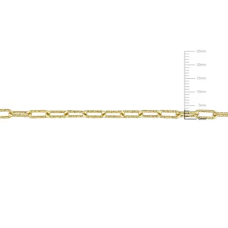2-Pc Set of 3.5MM Paperclip Chain Bracelet and Necklace in Yellow Plated Sterling Silver, 9" & 20"