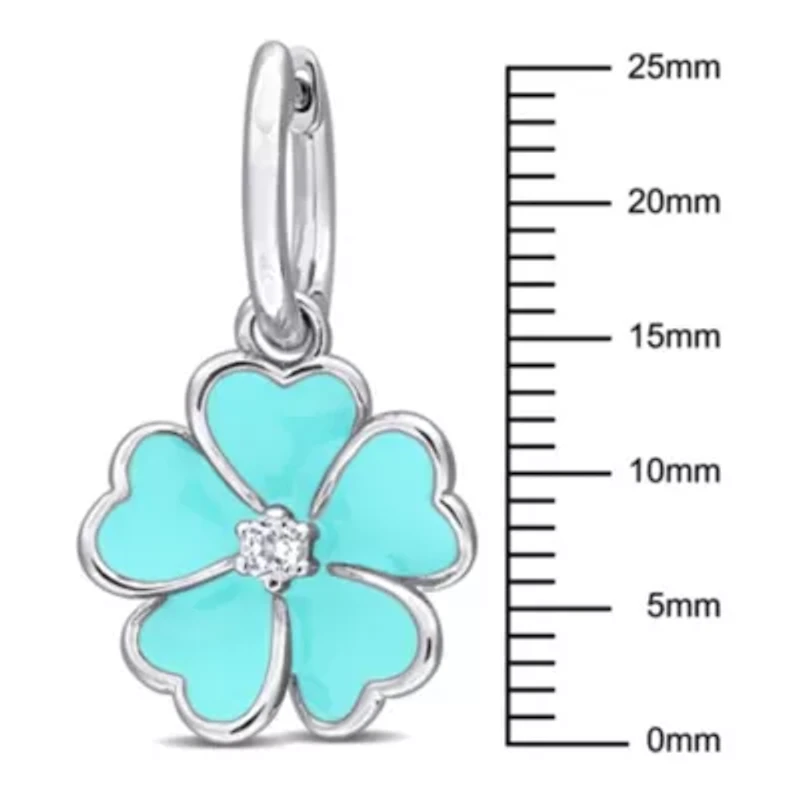 White Topaz with Light Blue Enamel Earrings in Sterling Silver