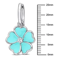 White Topaz with Light Blue Enamel Earrings in Sterling Silver