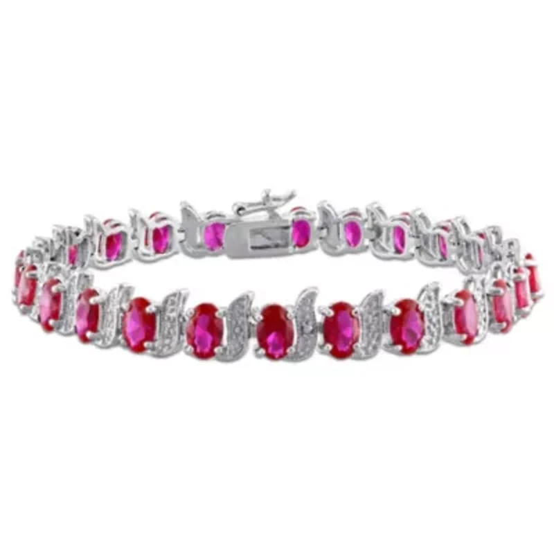 Lab Created Created Ruby S-Link Bracelet in Sterling Silver, 7"