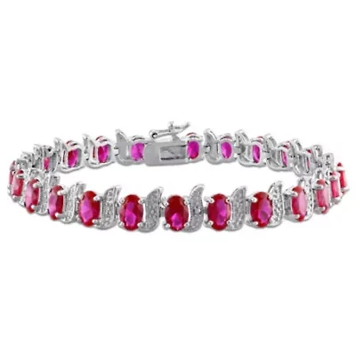 Lab Created Created Ruby S-Link Bracelet in Sterling Silver, 7"