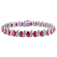 Lab Created Created Ruby S-Link Bracelet in Sterling Silver, 7"