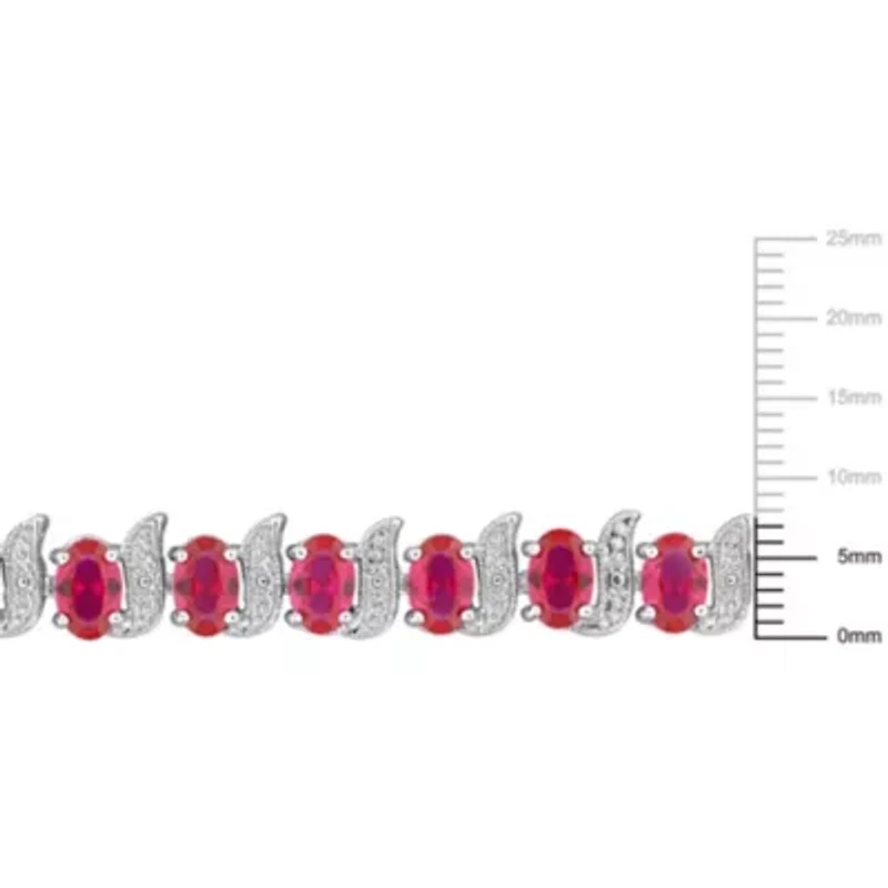 Lab Created Created Ruby S-Link Bracelet in Sterling Silver, 7"
