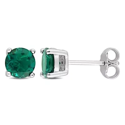 Lab Created Created Emerald Stud Earrings in Sterling Silver