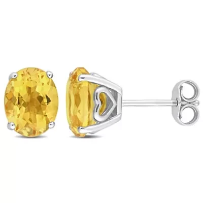 Citrine Oval Stud Earrings in Sterling Silver