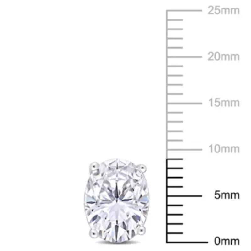 Lab Created Created White Sapphire Oval Stud Earrings in Sterling Silver