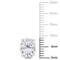 Lab Created Created White Sapphire Oval Stud Earrings in Sterling Silver