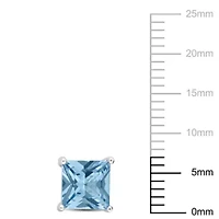 Synthetic Spinel (Aquamarine) Stud Earrings in Sterling Silver