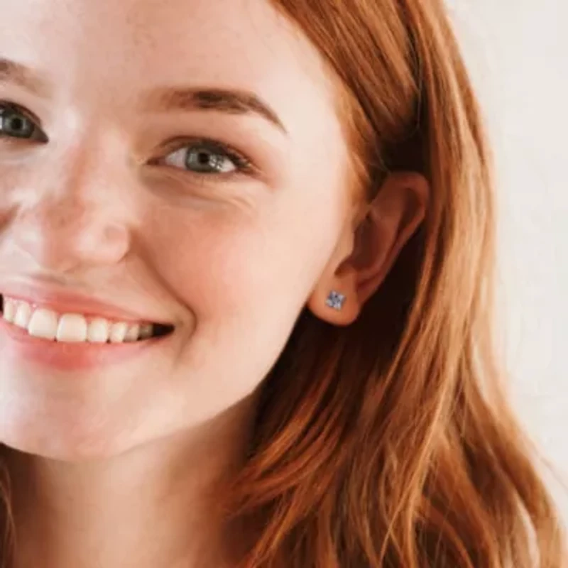 Synthetic Spinel (Aquamarine) Stud Earrings in Sterling Silver