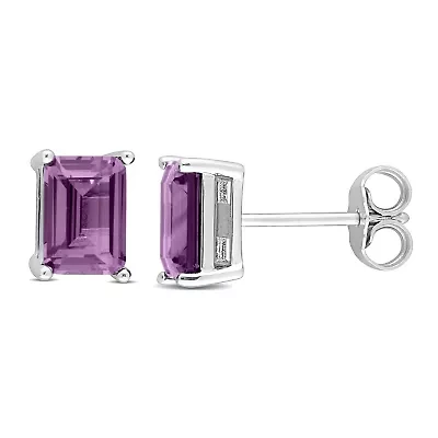 Simulated Alexandrite Stud Earrings in Sterling Silver