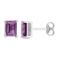 Simulated Alexandrite Stud Earrings in Sterling Silver