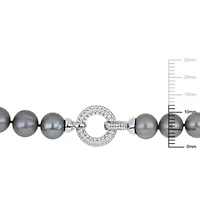12-13mm Vivid Grey Freshwater Cultured Pearl Necklace in Sterling Silver