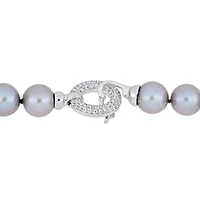 12-13mm Vivid Grey Freshwater Cultured Pearl Necklace in Sterling Silver