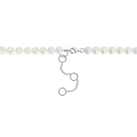 7-7.5mm Freshwater Cultured Pearl and Black Diamond Accent Boxing Glove Necklace in Sterling Silver