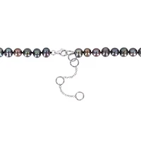7-7.5mm Black Freshwater Cultured Pearl and 1/10 ct. t.w. Black Diamond Necklace in Sterling Silver with Black Rhodium Plated