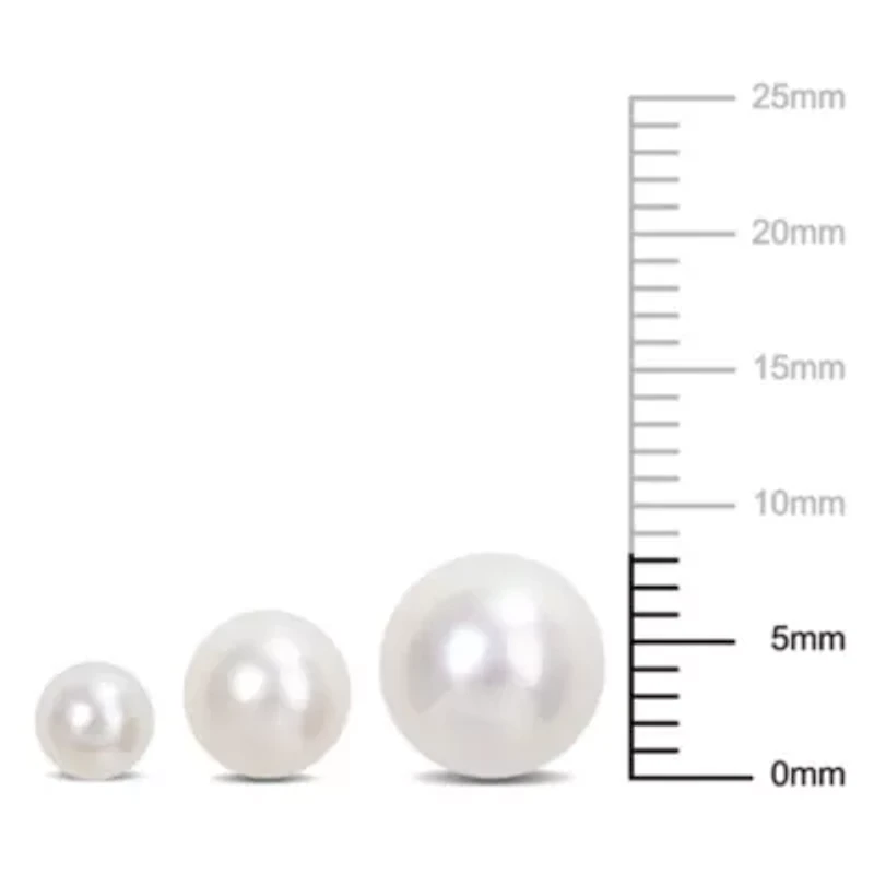 3-Piece Set of 4-8.5mm Freshwater Cultured Pearl Stud Earrings in 14K Yellow Gold