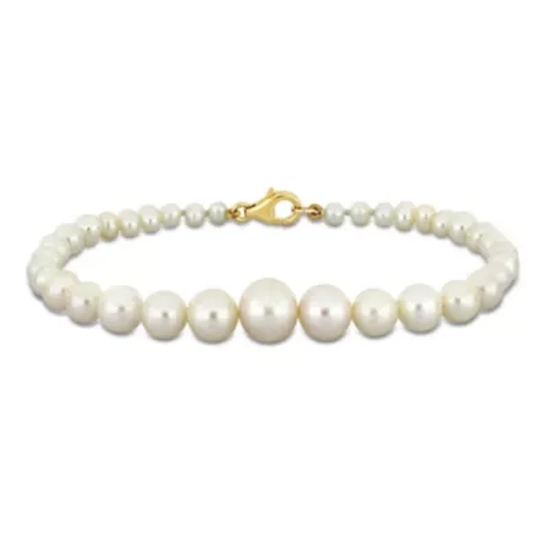 3.5-8.5mm Cultured Freshwater Graduated Pearl Bracelet in 10K Yellow Gold