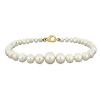 3.5-8.5mm Cultured Freshwater Graduated Pearl Bracelet in 10K Yellow Gold