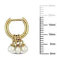 3-3.5mm Freshwater Cultured Pearl Huggie Earrings in Yellow Plated Sterling Silver