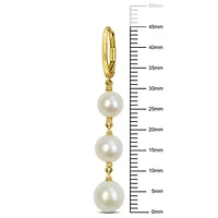 6-8mm Freshwater Cultured Pearl Drop Earrings in 10K Yellow Gold