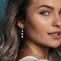 6-8mm Freshwater Cultured Pearl Drop Earrings in 10K Yellow Gold
