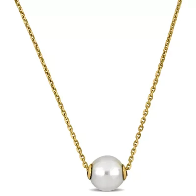 8.5-9mm South Sea Cultured Pearl Solitaire Necklace in 14K Yellow Gold
