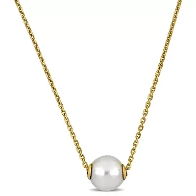 8.5-9mm South Sea Cultured Pearl Solitaire Necklace in 14K Yellow Gold