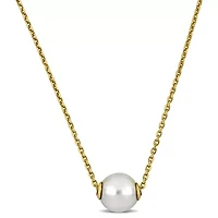 8.5-9mm South Sea Cultured Pearl Solitaire Necklace in 14K Yellow Gold
