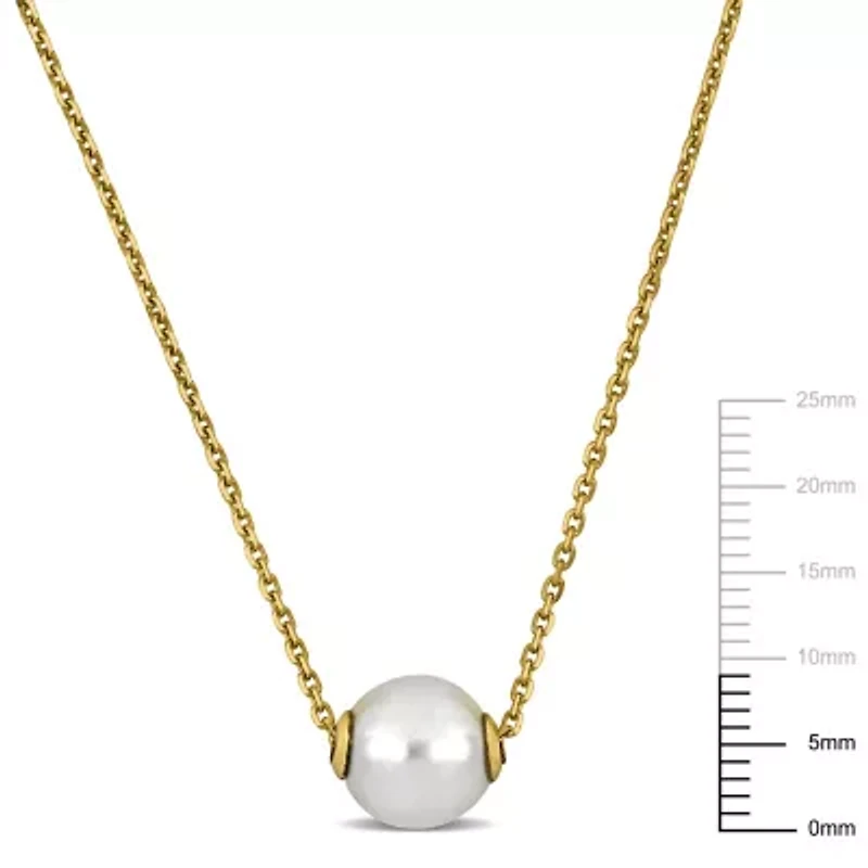 8.5-9mm South Sea Cultured Pearl Solitaire Necklace in 14K Yellow Gold