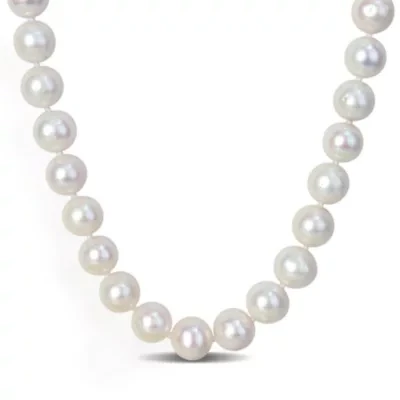 2-Piece Set of 9-9.5mm Freshwater Cultured Pearl Strand Bracelet and Necklace in Sterling Silver