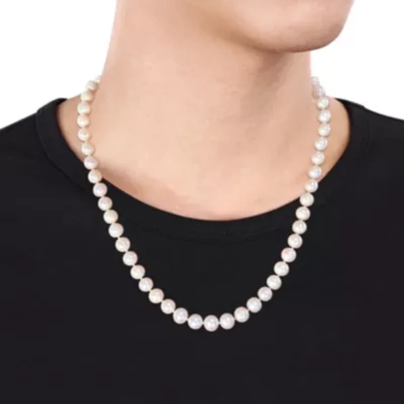 2-Piece Set of 9-9.5mm Freshwater Cultured Pearl Strand Bracelet and Necklace in Sterling Silver