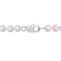 2-Piece Set of 9-9.5mm Freshwater Cultured Pearl Strand Bracelet and Necklace in Sterling Silver