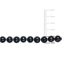 2-Piece Set of 8-8.5mm Black Freshwater Cultured Pearl Strand Bracelet and Necklace in Sterling Silver