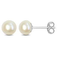 6-6.5mm Freshwater Cultured Pearl Stud Earrings in Sterling Silver