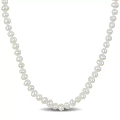 3-4mm Freshwater Cultured Pearl Necklace in Yellow Plated Sterling Silver