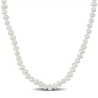 3-4mm Freshwater Cultured Pearl Necklace in Yellow Plated Sterling Silver