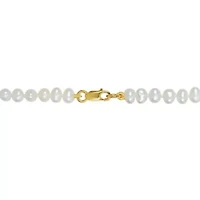 3-4mm Freshwater Cultured Pearl Necklace in Yellow Plated Sterling Silver