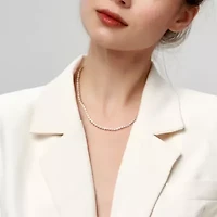 3-4mm Freshwater Cultured Pearl Necklace in Yellow Plated Sterling Silver