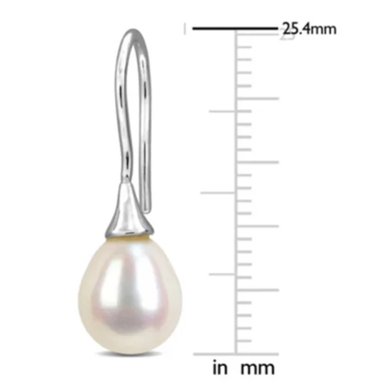 8-8.5mm Freshwater Cultured Pearl Hook Earrings in Sterling Silver