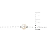 8-9mm Freshwater Cultured Pearl and Sky Blue Topaz Station Necklace in Sterling Silver