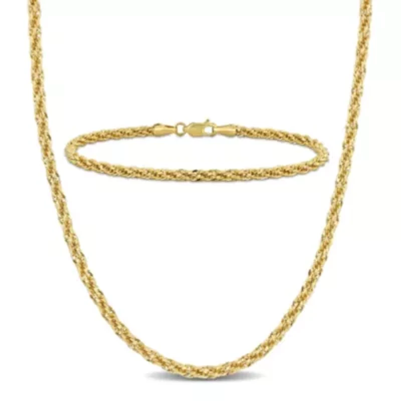 2-Piece Set of Men's 3mm Infinity Rope Chain Necklace and Bracelet in 14K Yellow Gold, 20" & 9"