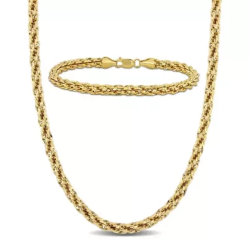 2-Piece Set of Men's 5mm Infinity Rope Chain Necklace and Bracelet in 14K Yellow Gold, 24" & 9"