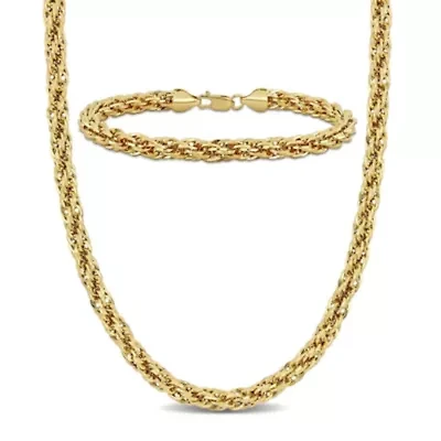 2-Piece Set of Men's 6mm Infinity Rope Chain Necklace and Bracelet in 14K Yellow Gold, 24" & 9"