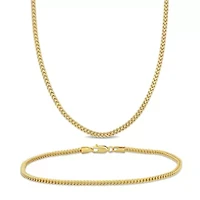 2-Piece Set of 2.3mm Franco Link Chain Necklace and Bracelet in 10K Yellow Gold, 20" & 7.5"