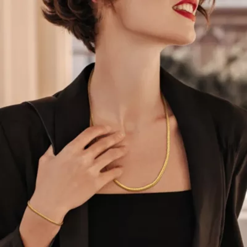 2-Piece Set of 2.3mm Franco Link Chain Necklace and Bracelet in 10K Yellow Gold, 20" & 7.5"