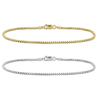 2-Piece Set of Men's 1.6mm Box Link Bracelets in 10K 2-Tone Gold, 9"