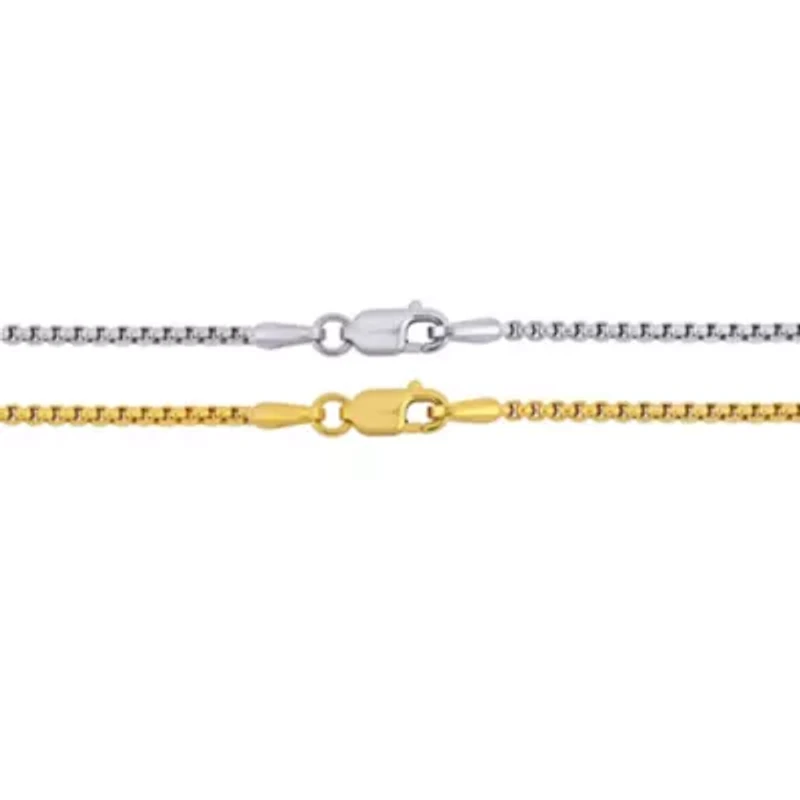 2-Piece Set of Men's 1.6mm Box Link Bracelets in 10K 2-Tone Gold, 9"